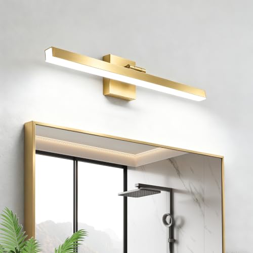 Image of IZORRO Modern Bathroom Vanity Light 16 inch, Rotatable, 12W Dimmable Led Bathroom Light Fixture Over Mirror, Gold Vanity Light Bar (Cool White 6000K)