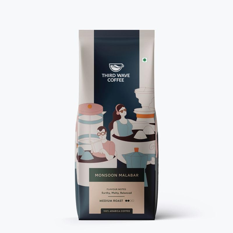 THIRD WAVE COFFEE Arabica Monsoon Malabar Coffee, Medium Roast, Fine Grind for Home Espresso Brew Style, 250g-image-45
