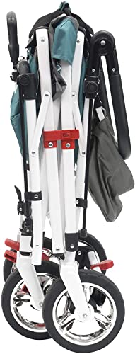 Creative Outdoor Distributor Push and Pull Double Stroller with Removable Canopy and Seat Belt Harnesses Collapsible Folding Garden Cart, Adjstable Handle, Beach Wagon