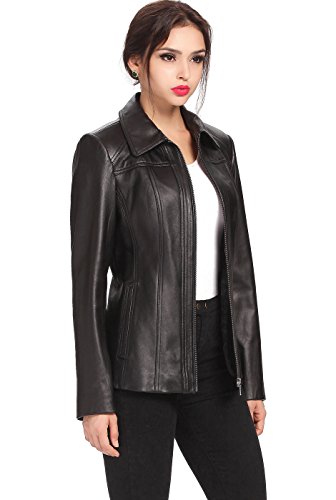 Bgsd Women Ellen New Zealand Lambskin Leather Jacket Black Medium #TOP1