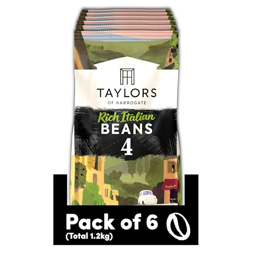 Taylors of Harrogate Rich Italian Coffee Beans, 200 g (Pack of 6 - Total 1.2kg)
