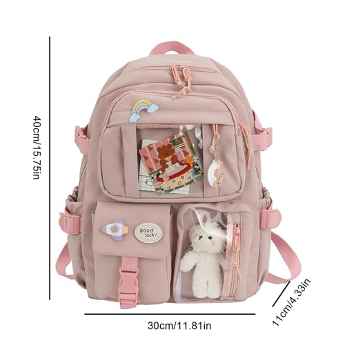 Cartable sac à dos esthétique de grande capacité avec épingle pour l'école
