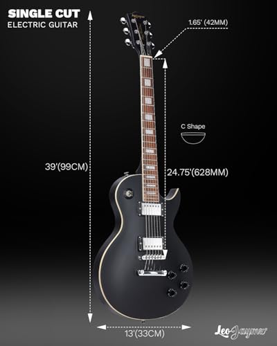 Image of Leo Jaymz SC Series Electric Guitar - Mahogany Body, Laurel Fingerboard, Dual Humbuckers, Stainless Steel Frets, Tune-O-Matic Bridge, C Neck, 18:1 Tuners (Matt Black)