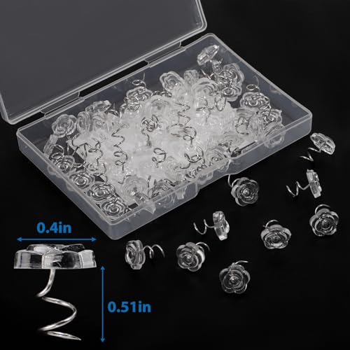 Attmu 30 Pcs Upholstery Tacks Headliner Pins Clear Heads Twist Pins Holders Bed Skirt Screws for Slipcovers and Bedskirts, 0.5 Inches Bed Skirt Pins