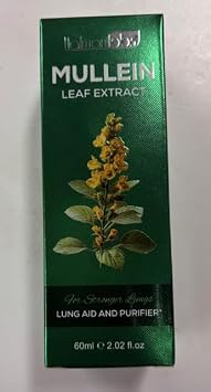 Mullein Drops for Lungs, Mullein Leaf Extract Supplement, Natural Mullein Herbal Supplements, Mullein Leaf Extract for Lung Cleanse and Respiratory Support - 2.02 fl oz