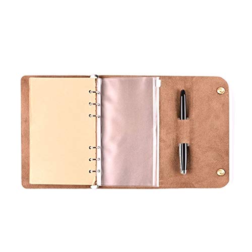 CQU A6 Funda de piel suave auténtica para diario de oficina, diario en espiral de viajeros