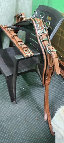 Leather Ride Leather Driving Harness for Single Horse Cart with Bridle, Reins, Traces, Breast Pad, Neck pad, Crupper & Breeching (-Brown Shetland) - Thumbnail 2