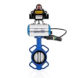 UNOX DN150 Wafer Type Butterfly Valve with Double Acting Pneumatic Actuator and Stainless Steel- Ex-Proof Limit Switch Box + 1/4