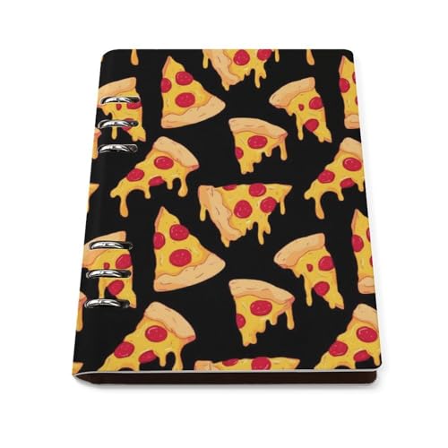 Carnet ligné A5 saucisses pizza en cuir rechargeable de 90 pages