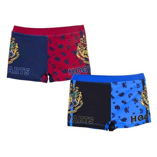 Harry Potter Bañador para Niño, 2 Pares de Shorts de Baño Boxer, Hogwarts Bañador de Natación para Niños, Talla 8 Años | Multicolor