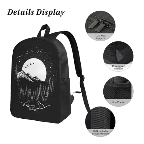 Wolf Backpacks 3 Pcs Fashion Casual Backpack with Fun Graphic Cartoon Print for Outdoor Hiking and Travel4