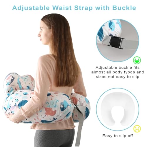 Image of Proliva Feeding Pillow for New Born Baby with Detachable Cover Breast Feeding & Maternity Nursing Pillow for Breastfeeding Support for Baby Feeding Pillow for Mom (Off White-Dolphine-A2)