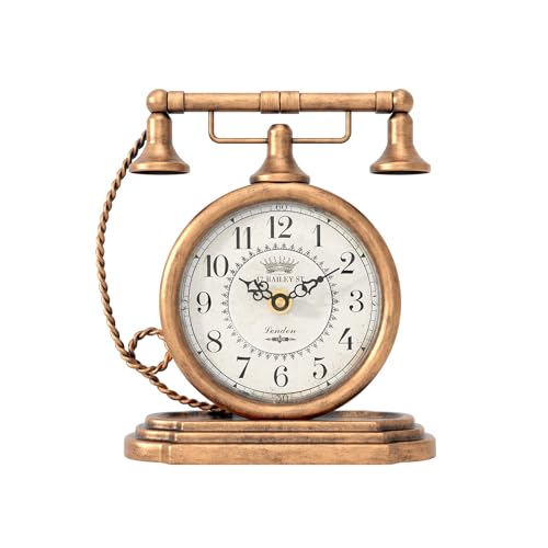 ChimeTide Glod Vintage Table Clock, Antique Telephone Style Mantel Clocks,