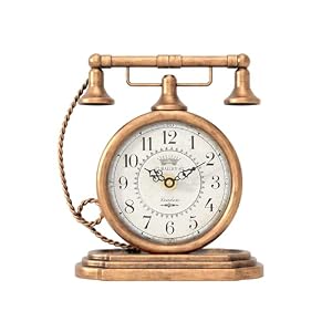 Glod Vintage Table Clock, Antique Telephone Style Mantel Clocks