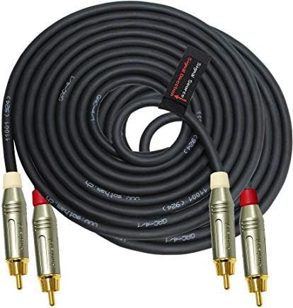 12 Foot RCA Cable Pair - Gotham GAC-4/1 (Black) Star-Quad Audio Interconnect Cable with Amphenol ACPR Die-Cast, Gold Plated RCA Connectors - Directional