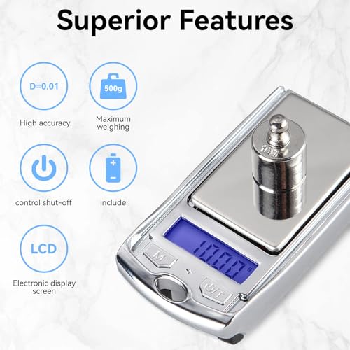 Digitale Lebensmittelwaage Kleine Schmuckwaage 100 G/0,01 G Gramm Elektronische Waage, Digitale Feinwaage, Taschenwaage Mit Hintergrundbeleuchtetem Display Abnehmbare Schutzhülle