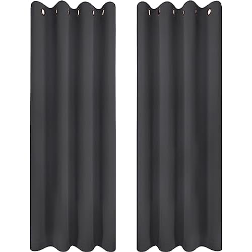 Utopia Bedding Blackout Curtains Grommet Thermal 2 Panels Drapes [Grey, 46 x 72 Inches] Sound Insulated Curtain for Bedroom and Living Room (117×183 cm)