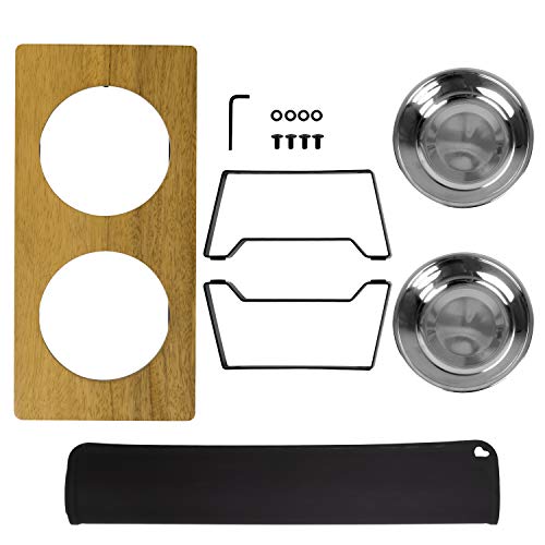 X-Zone Pet Raised Pet Bowls For Cats And Puppy, Walnut Wood Elevated Dog Cat Food And Water Bowls Stand Feeder With 2 Stainless Steel Bowls And Anti Slip Mat (Small) #TOP5