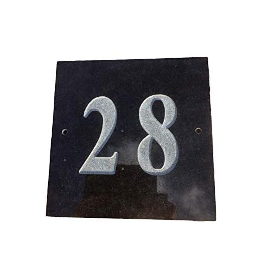 NATURAL BLACK GRANITE SQUARE HOUSE DOOR NUMBER 6" x 6" DEEPLY ENGRAVED NATURAL SURFACE SIGN PLAQUE HOUSE WARMING GIFT