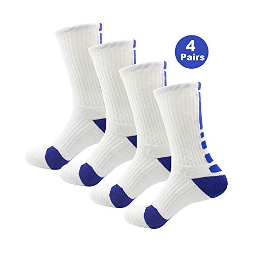 GLOYY 4P Pack Men's Cotton Moisture Wicking Cushion Crew Socks Sport Hiking Working (Color3)