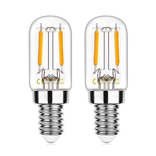 LED Kühlschrank Glühlampe E14 2W Äquivalent 15W 20W Kleine Schraube Energiespar-Glühlampe für Dunstabzugshaube, Kühlschrank und Nähmaschine Pygmäenlampe Dekorative Beleuchtung, 200lm, Dimmbar, 2 Stück Cover