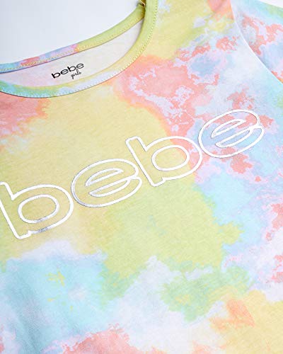bebe Girl's Tee Shirts - 2 Pack Short Sleeve Graphic Top Shirts with Rhinestone and Glitters (Sizes: 4-6X)3