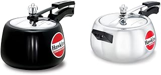 Hawkins Contura Hard Anodised Aluminium Pressure Cooker, 3 Litres, Black & Hawkins Aluminium Pressure Cooker, 5 Litre, Silver Price In India