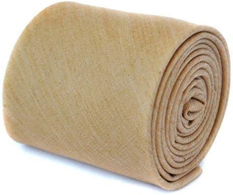 Frederick Thomascaramel camel beige brown plain linen tie