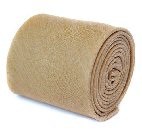 Frederick Thomascaramel camel beige brown plain linen tie