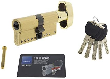 Tesa Assa Abloy TK1B4545L High Security Cylinder TK100 Double Clutch Brass 45 x 45 mm Key - Button