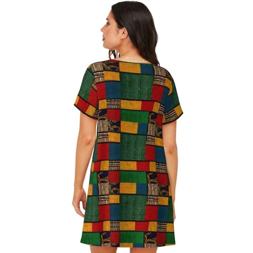 Chemise de nuit ample patchwork imprimé africain pour masquer les formes - 3