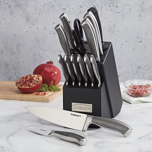 15 Piece Kitchen Knife Set With Block By Cuisinart, Cutlery Set, Graphix Collection, Stainless Steel, C77Ss-15P #TOP3