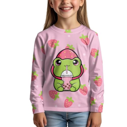 Image of WELLFLYHOM Long Sleeve T-Shirt for Boys Girls 3-16 Years Old Tee Tops Crewneck Pullover Shirts Fall Outfits