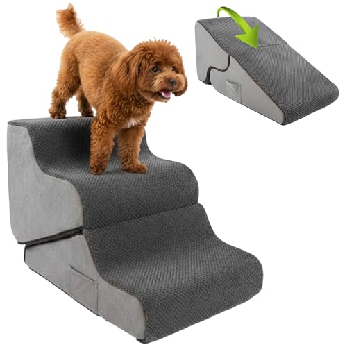 10 Best Dog Ramp Reviews: Top Portable, Non-Slip Ramps for Large Dogs Dog Stairs for Bed & Couch – BuddyRamp 2-in-1 Foldable Dog Stairs and Ramp, 3-Step Pet Stairs Converts to Gentle Ramp, Non-Slip Soft Foam Steps for Small Dogs & Senior Pets