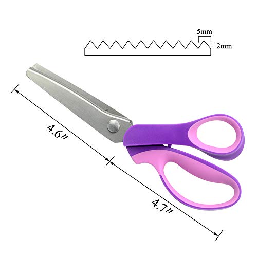 LILYS PET 2 Pieces Set, 9.3" Professional Stainless Steel Dressmaking Sewing Pinking Scissors Zig Zag Fabric Craft Scissors Set (Scalloped+Serrated)
