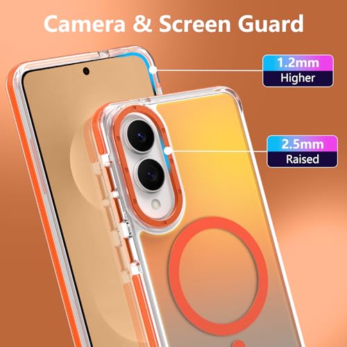 Image of Magnetic Case for Samsung Galaxy S25 Edge [Compatible with Magsafe] [Cute Fashion Fluorescent Design] [1 Screen Protector] Slim Translucent Matte Case for Galaxy S25 Edge 6.7 inch, Orange