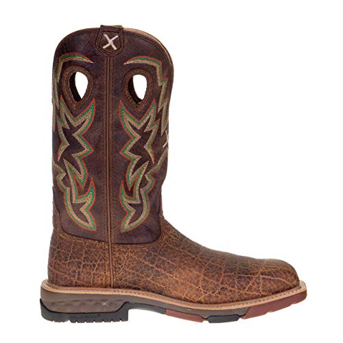 Image of Twisted X Mens Tan Elephant Print 12 inch Tan Top Nano Toe Work Boot Tan 11 D