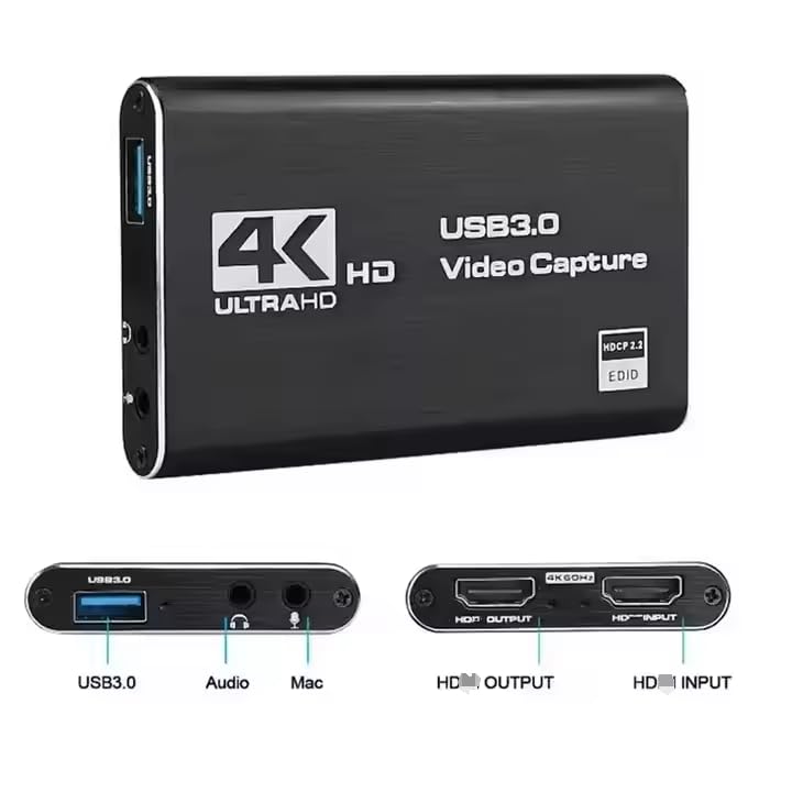 Image of FORIDA 4K HDMI Video Capture Card USB 3.0 with HDMI Loop-Out, 1080P 60FPS Game Capture Device for Live Streaming, Video Recording, Works with Nintendo Switch, PS4 /PS5, Xbox, PC, OBS, Camera