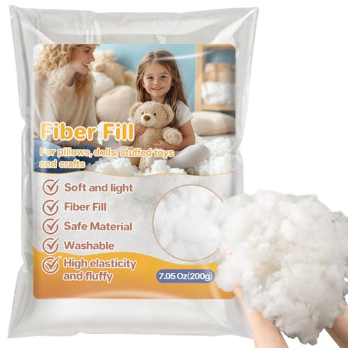 RAINFLOW 7.05oz Polyester Premium Fiber Fill - Polyester Fiber Fill,Stuffing for Pillow,Small...