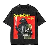 Dorohedoro Vintage Oversized T Shirt Summer Crew Neck Short Sleeve Tee for Mens Womens Large Black