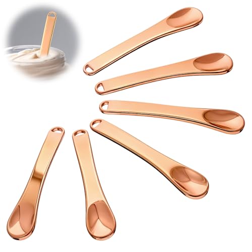 FdcZeyxior 6 PCS Metal Makeup Spatula Tool, Mini Reusable Skin Care Spoon Multi-functional Facial Applicator Tool Beauty Scoop for Face Mask Eye Cream Lotions Moisturizers Essences Beauty Accessories