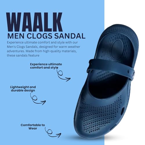 Image of Men's Classic Casual Clogs | Adjustable Back Strap for Adults| Sandals with Soft Touch Fit | Comfortable & Light Weight | Stylish & Anti-Skid | Waterproof & Daily Use for Gents