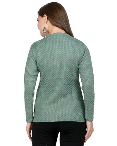 Image of Lady Willington Women Woolen Round Neck Self Design Cardigan Heavy Rainbow Fabric Cardigan Winter Wear Pure Wool W-Cut Cardigan for Women Free Size Long Cotty Fully Warm Cardigans