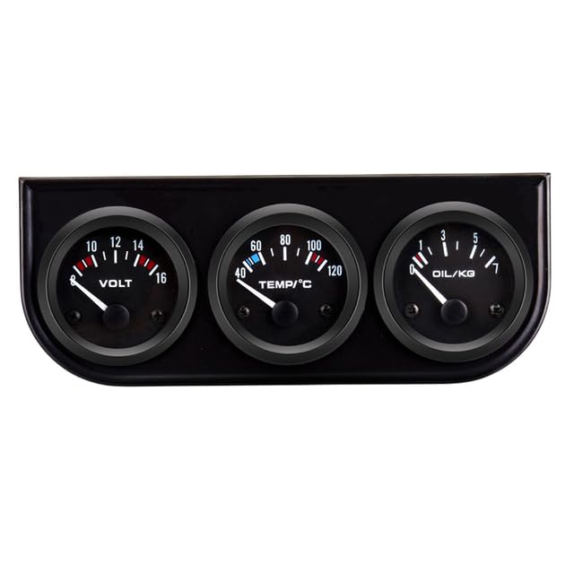 AE-PRO - Car Oil Pressure Water Temp vо|t Gauge Universal 12𝖵 3 In 1 Instrument Cluster with Lighting Water Temp Meter Oil Pressure Gauge (Black 𝖴ЅА)