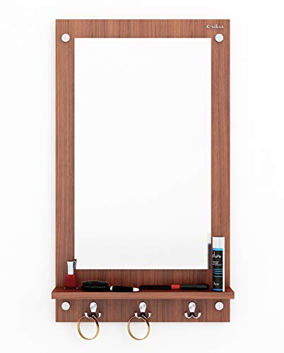 Image of Anikaa Kia Engineered Wood Dressing Wall Mirrors /Wall Hanging Dressing Mirrors /Decorative Wall Mirror /Dressing Table for Bed Room /Wall Mounted Dressing Mirror for Living Room (Walnut)
