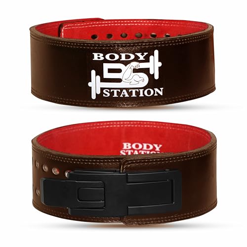 Bodystation Suede Leather (10 mm/13 mm) Weight Lifting Belt for Men & Women | Lever Buckle Powerlifting Gym Belt for Back Support | Heavy Duty Workout Belt for Squats, Deadlifts