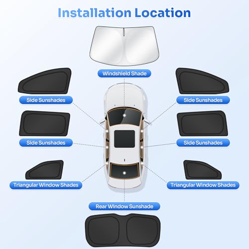 Image of Canvcle Window Shades for 2018-2025 2026 Honda Odyssey Accessories Windshield Sun Shade Side Rear Window Cover Sunshade Sun Visor Shield Privacy Protection for Camping Keep Vehicle Cool Black 8PCS
