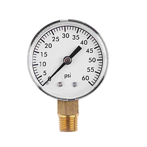 TOOGOO Ts-50-4 Pressure Gauge 0-4Bar 0-60Psi Practical Pool Spa Filter Water Pressure Gauge Side Mount 1/4 Pipe Thread Npt