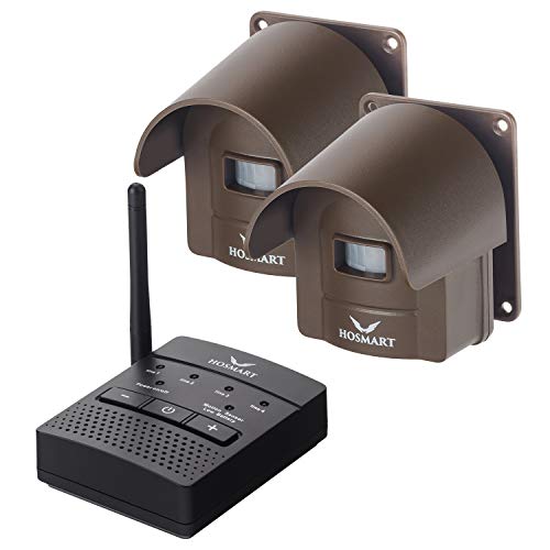 1/2 Mile Hosmart Rechargable Driveway Alarm Wireless Sensor System & Driveway Sensor Alert System Weatherproof Security Outdoor Motion Sensor & Detector(1 Receiver & 2 Sensors)