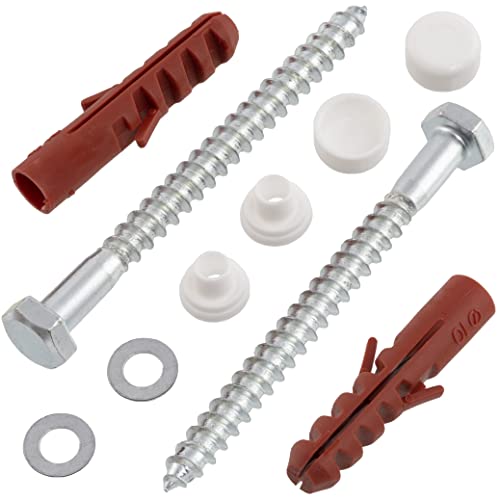 AERZETIX - C65138 - Kit de fixation pour WC/bidet vis Ø6x70 mm montage au sol - cheville Ø10x50 mm - en nylon/métal - tirefonds à tête hexagonale - pour...
